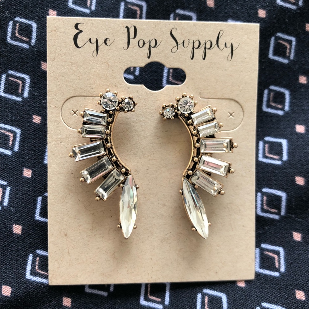 Crystal ear jacket earrings